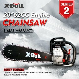 X-BULL 20 Inch Bar 62cc Engine 2 Cycle oline Powered Chain Saw - Black