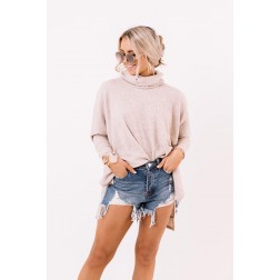 Coz  Waffle Knit Tunic In Iced Latte