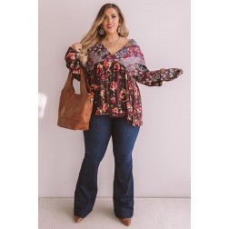 B ss Floral Shift Top In Windsor Wine  Curves
